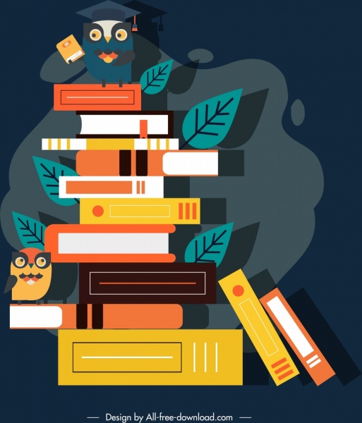 Knowledge Conceptual Background Book Stack Owl Icons