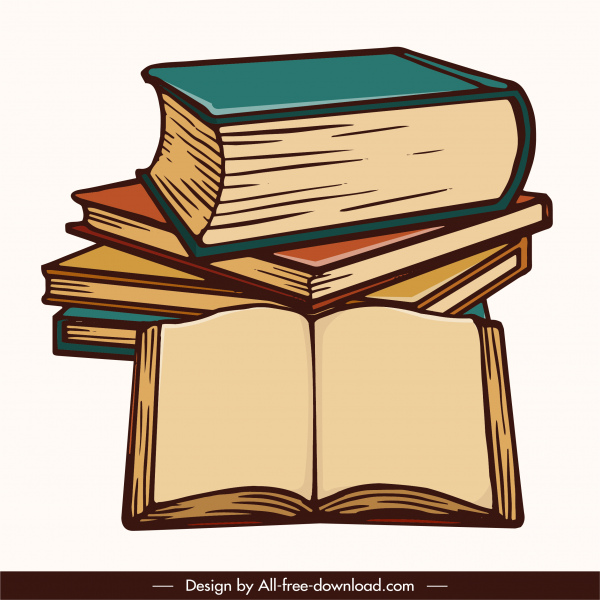elementos de conhecimento 3d livros empilham design retrô