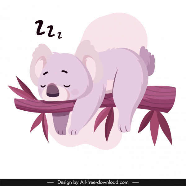 koala ikon hewan tidur sketsa karakter kartun lucu