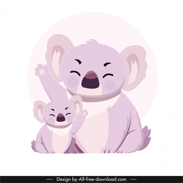 koala ikon keluarga indah kartun sketsa