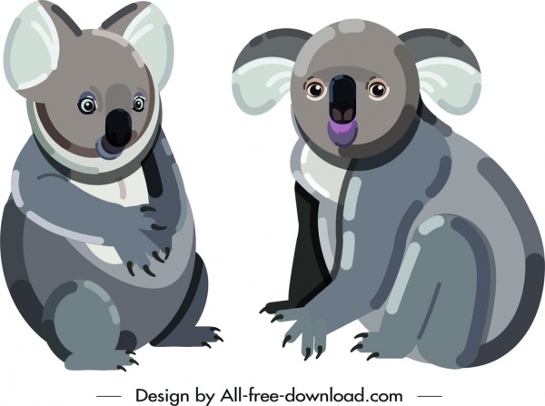 Koala Wild Animal Icons Cute Cartoon Sketch-vector Cartoon-free Vector Free  Download