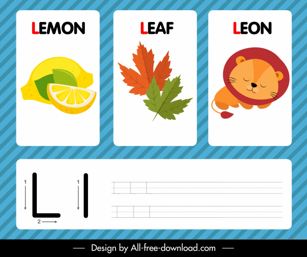 l alfabeto estudiando plantilla de león hoja de limón bosquejo