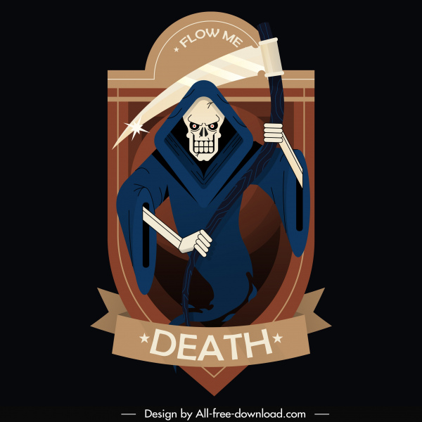 etiqueta plantilla horrible icono de la muerte boceto