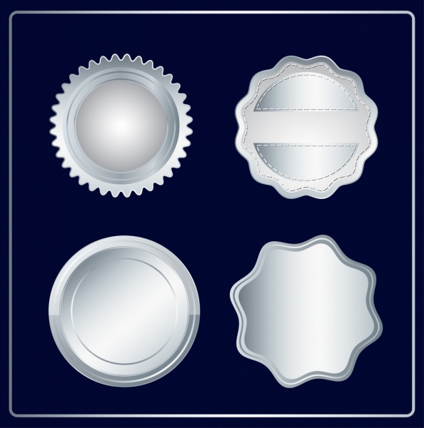 i modelli di varie forme d'argento di etichetta