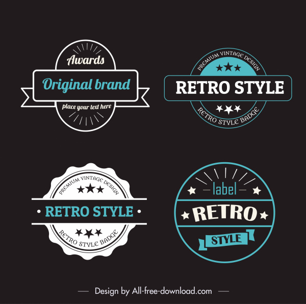 Szablony etykiet retro Design płaskie kształty