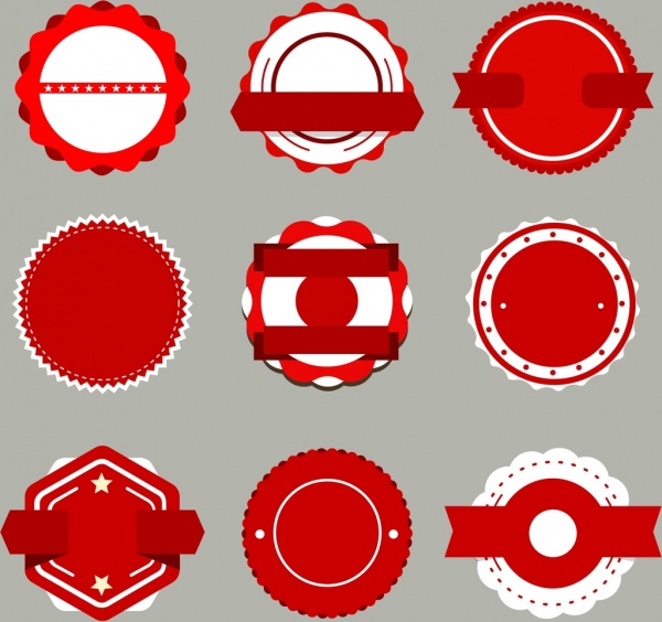nhãn bộ sưu tập các mẫu thiết kế vòng tròn màu đỏ trắng