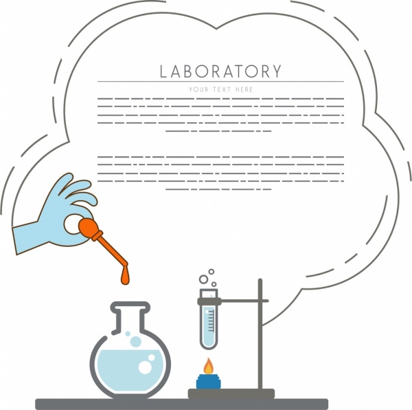 Labor-Experiment Hintergrund farbige Skizze Hände Werkzeugsymbol