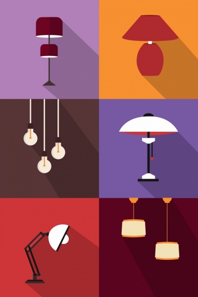 aislamiento cuadrados de diseño clásico de colección de iconos de lámpara