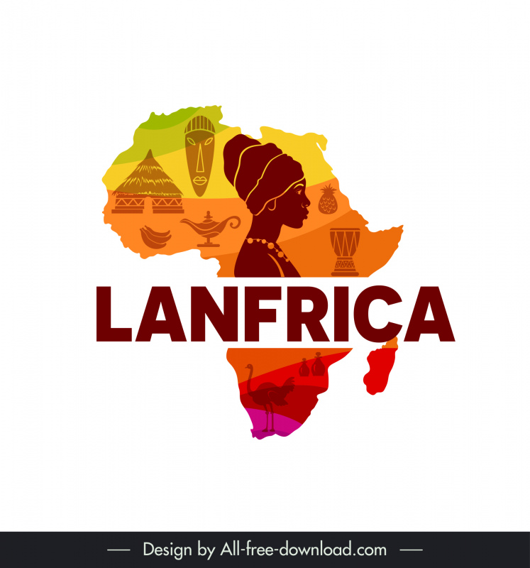 Templat tanda Lanfricaicon koneksi elemen suku peta Afrika