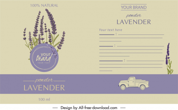 template label produk lavender dekorasi ungu klasik yang elegan
