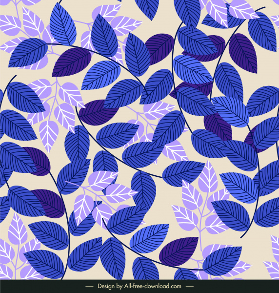葉子背景明亮的深紫色經典平面設計