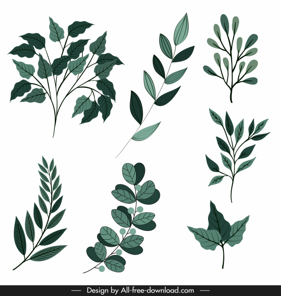 잎 아이콘 클래식 녹색 모양 스케치