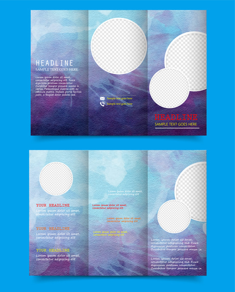 diseño de folleto con fondo de colores de agua