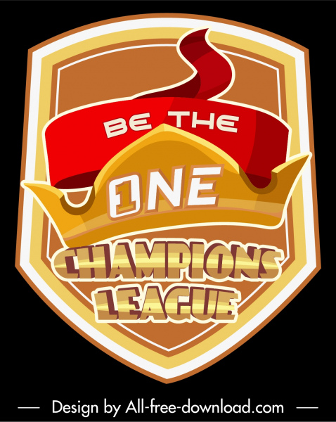 Liga-Championship-Logo Moderne dynamische Schildkronenskizze