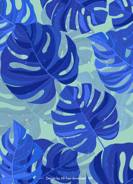 daun dekorasi kabur biru klasik latar belakang