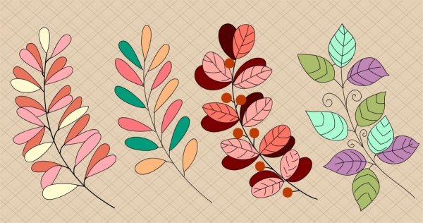 daun latar belakang berwarna-warni desain klasik