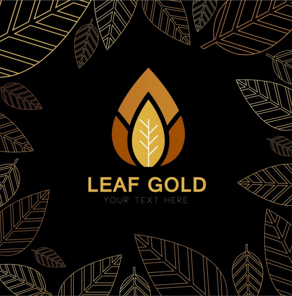 daun latar belakang ikon emas dekorasi