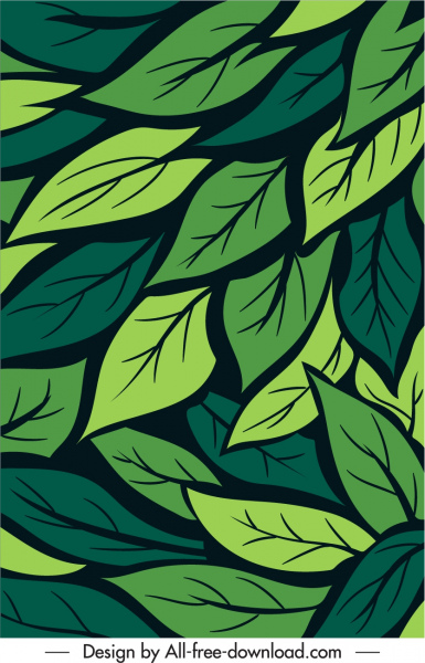 Blätter HintergrundVorlage grün handgezeichnet flaches Design