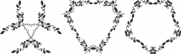 karangan bunga hias daun menetapkan ilustrasi vektor