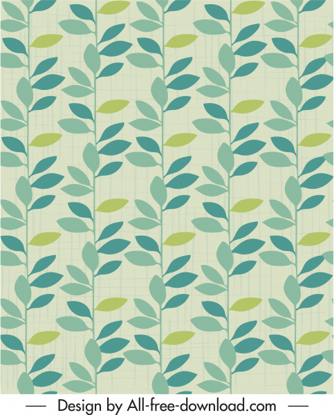 hojas patrón retro colorido boceto plano