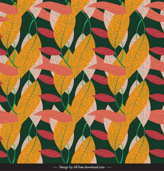나뭇잎 패턴 템플릿 화려한 복고풍 장식