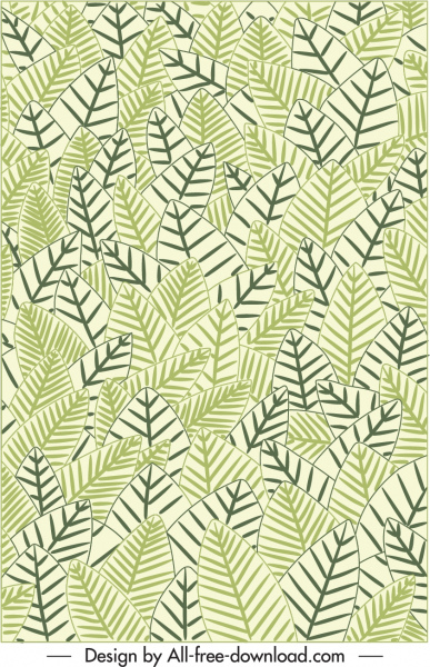 templat pola daun dekorasi klasik hijau datar