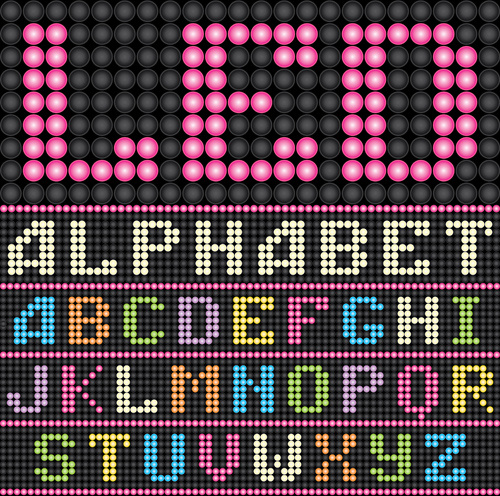 led スタイル アルファベットと数字ベクトル