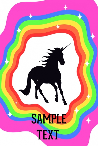 leyenda fondo unicornio silueta colorido arco iris decoración