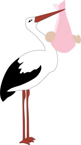 illustration vectorielle de naissance légendaire avec cigogne représenter
