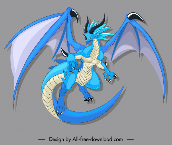 projeto colorido legendário do caráter colorido do desenho animado do ícone do dragão