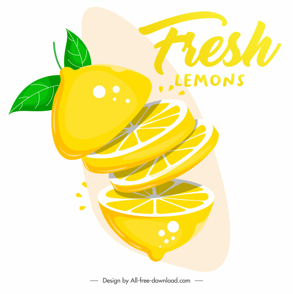 bandeira de publicidade limão dinâmica 3d fatias esboço