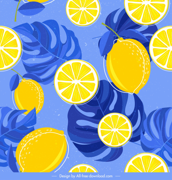 fatias coloridas clássico fundo de limão folhas decoração