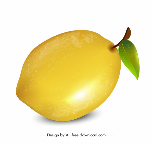 ikon buah lemon desain kuning cerah mengkilap