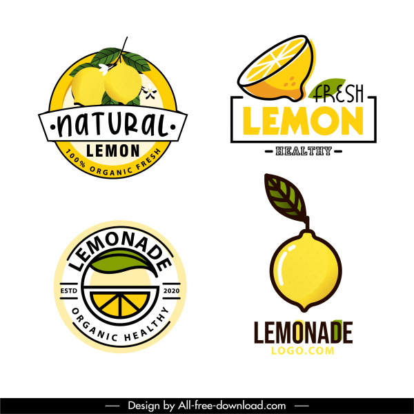 etiquetas de frutas de limón plantillas de decoración verde amarillo brillante