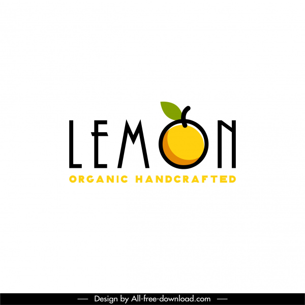 Buah Lemon logotype Flat teks desain klasik