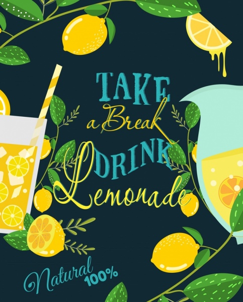 عصير الليمون إعلانات متعددة الألوان تصميم الظلام رمز الفاكهة رمز مكافحة ناقلات ناقل حر تحميل مجاني