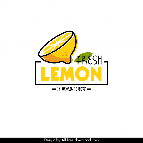 Lemon logo slice cắt phác thảo màu vẽ tay 3D