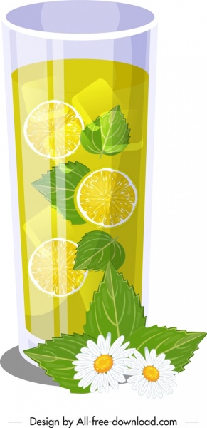 limone succo di menta icona di vetro design moderno