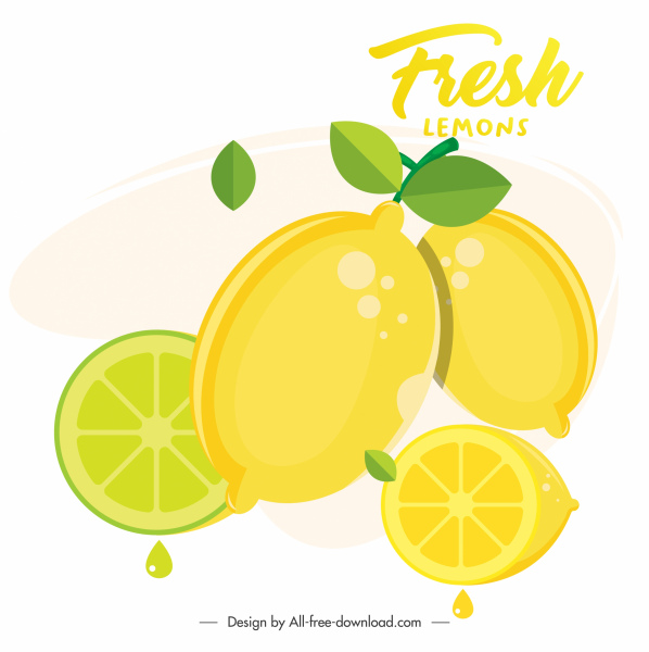 レモン絵画明るい色のフラットスケッチ