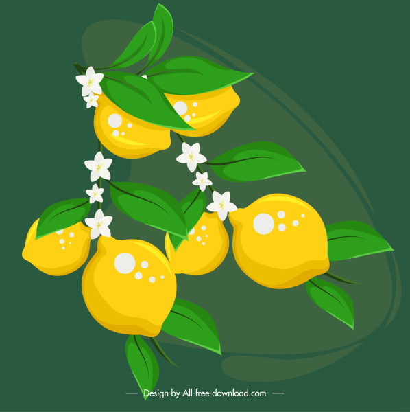 lukisan lemon desain handdrawn berwarna-warni cerah