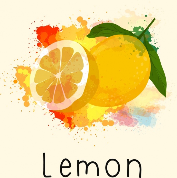 Pintura de limón grunge decoración de acuarela