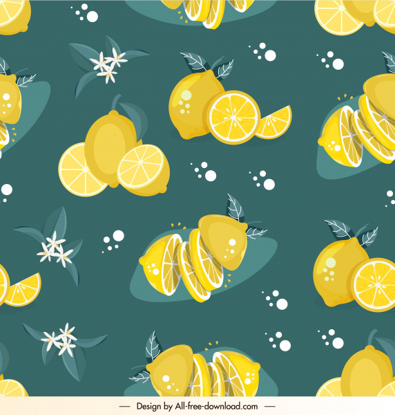 limon desen şablonu renkli klasik tekrarlayan dekor
