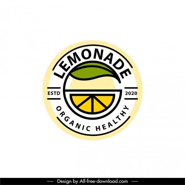 lemonade logotype coloré croquis de tranche de conception plate