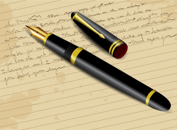 信的写作背景3d钢笔图标文件的背景