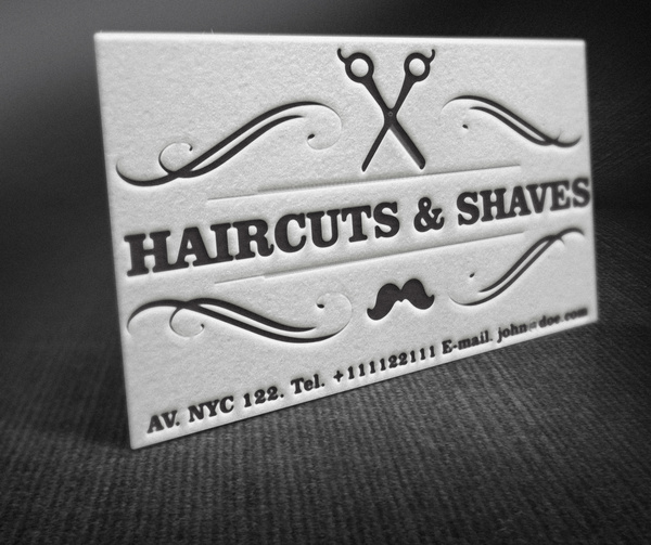 letterpress barber shop kinh doanh thẻ mẫu miễn phí