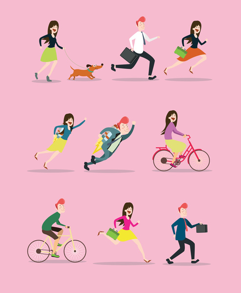 ilustração de ícones de atividades de vida em estilo colorido simples