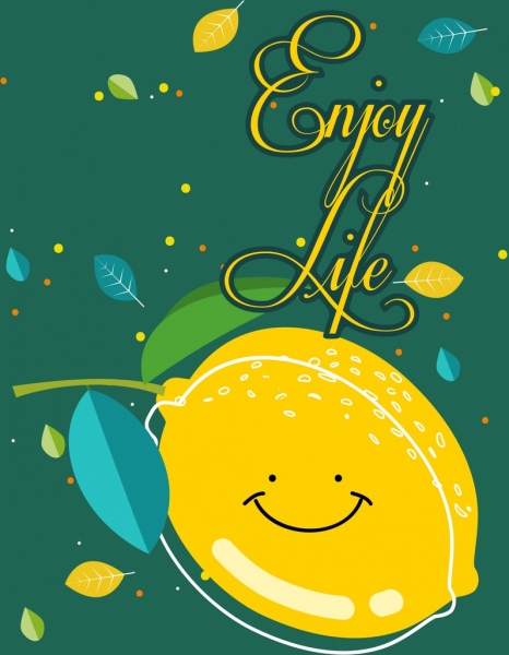 Bannière de vie citron feuilles décor design stylisé