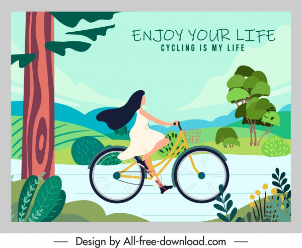 Life Enjoy Banner Colorful Flat Cartoon Motion Sketch-vector Abstract-free  Vector Free Download