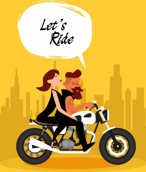 Lifestyle Background Couple Riding Motorbike Icon Cartoon Design-vector  Icon-free Vector Free Download