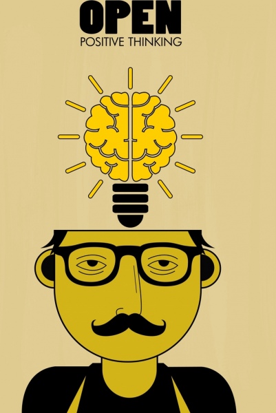 gaya hidup latar belakang manusia kepala lightbulb otak ikon dekorasi